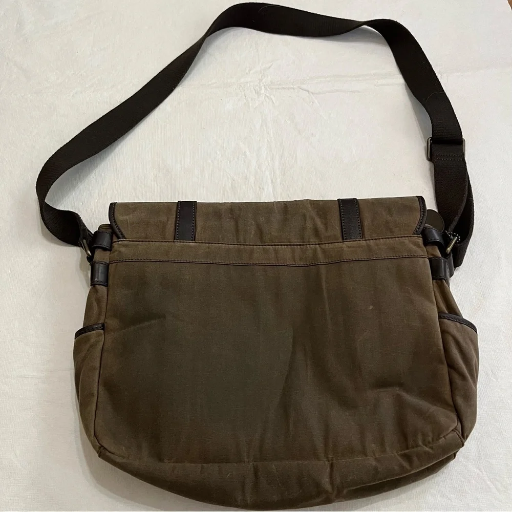 Fossil Olive Canvas Messenger with Dark Brown Leather Trim